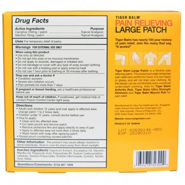 Tiger Balm Pain Relieving Patch