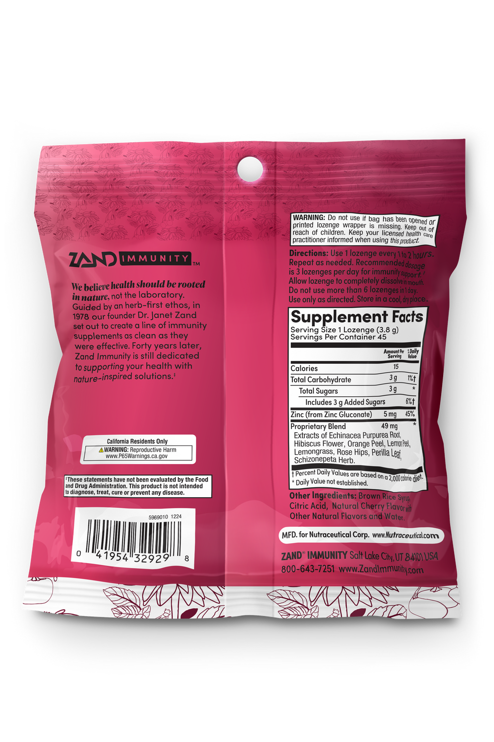 Cherry Echinacea Zinc Lozenges 45 Count