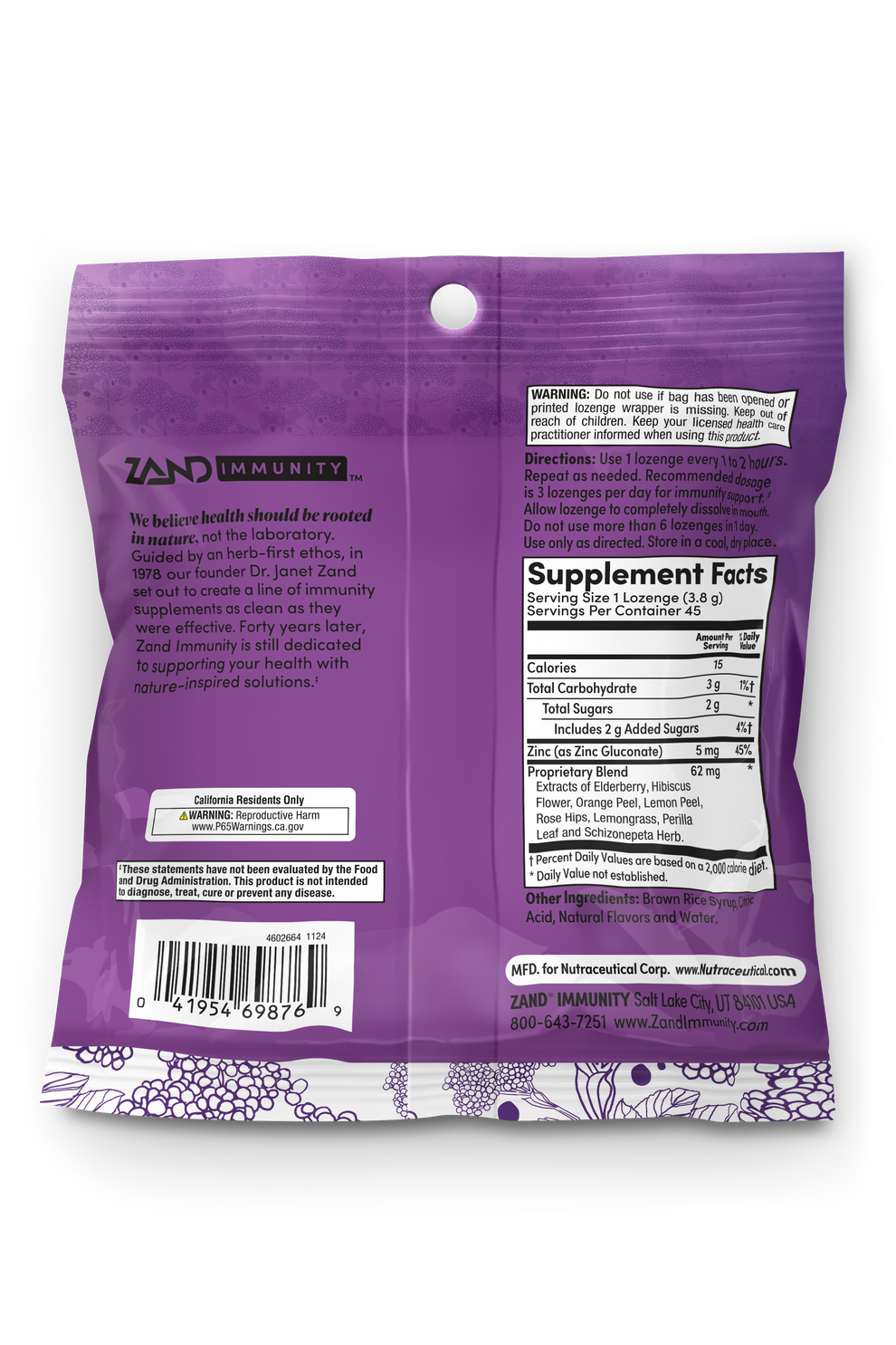 Elderberry Zinc Lozenges 45 Count