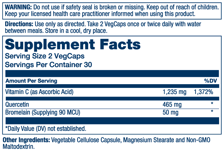 Quercetin & Bromelain W/Vitamin C 60 Count