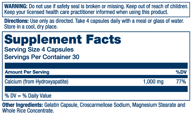 Calcium Hydroxyapatite 1000mg 120 Count