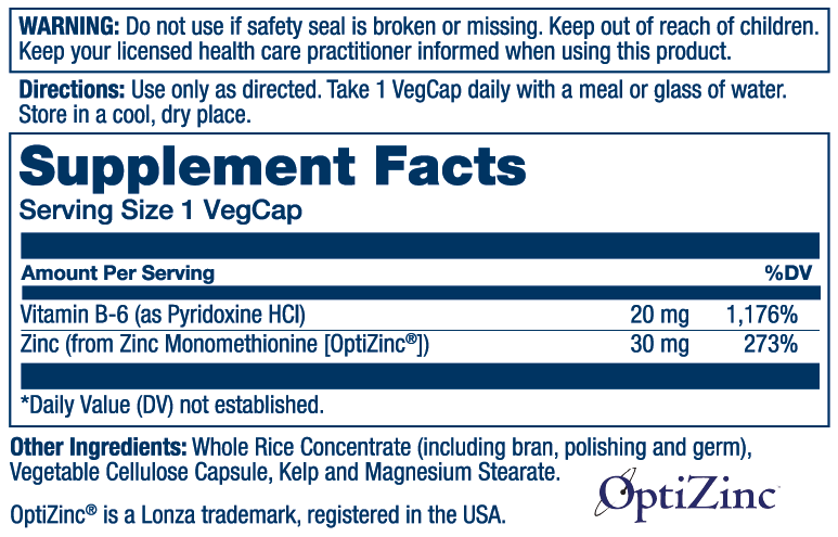 OptiZinc 30mg 60 Count