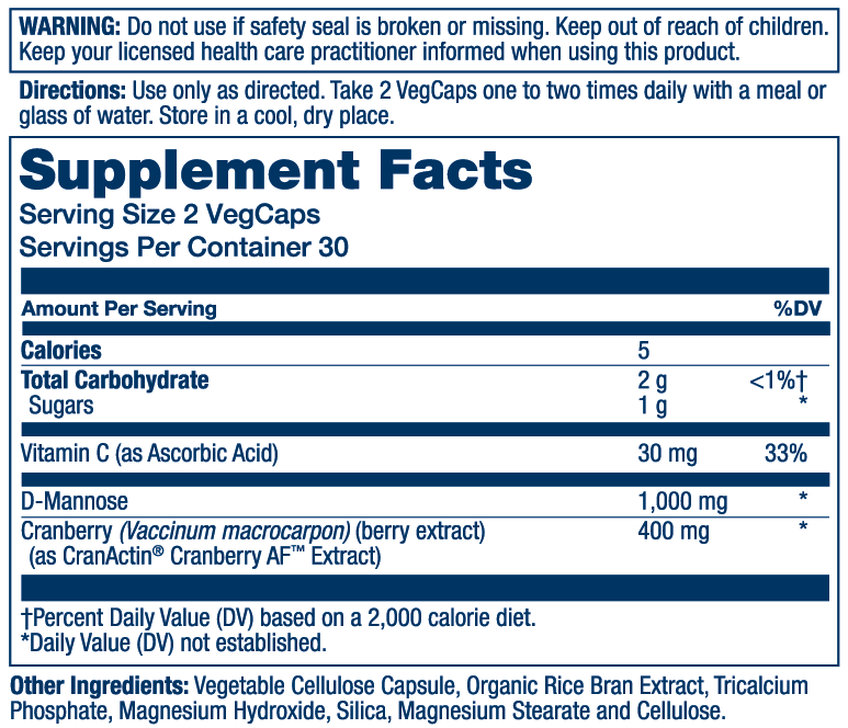 CranActin & D-Mannose 1000mg 60 Count