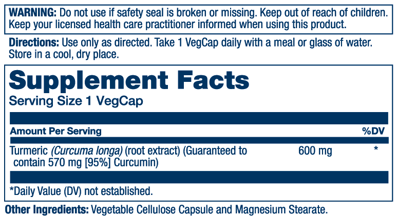 Turmeric Root Extract 600mg 60 Count