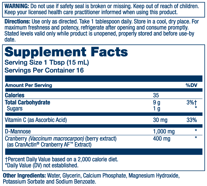 CranActin D-Mannose 400mg 8oz.