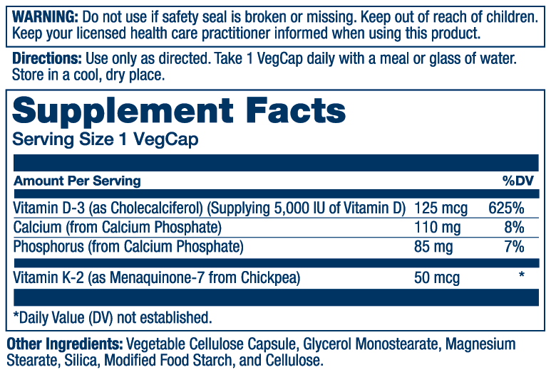 Vitamin D3 + K2          120 count