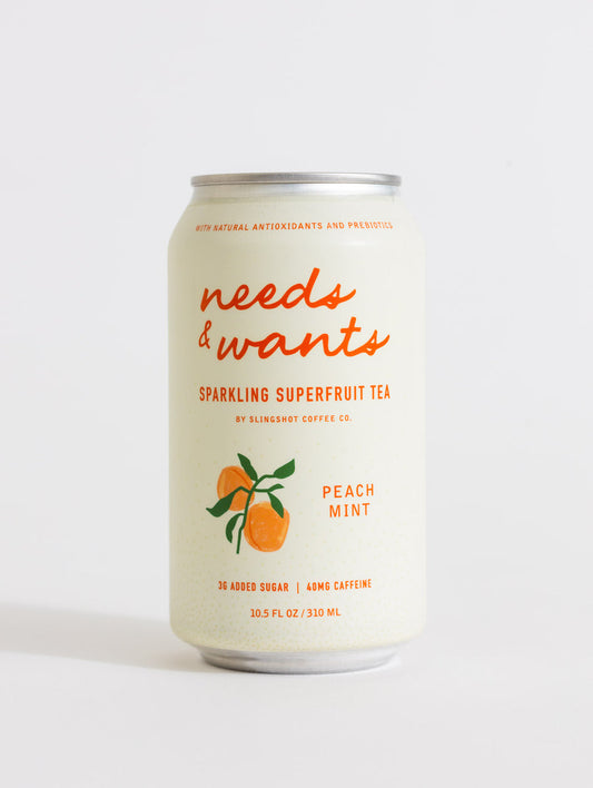 Needs & Wants Sparkling Tea Peach Mint 10.5oz. 1 Count