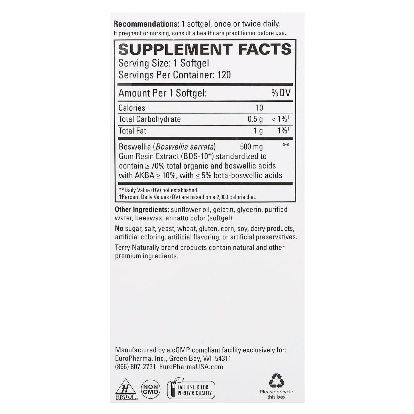 BosMed 500 Extra Strength 120 Count