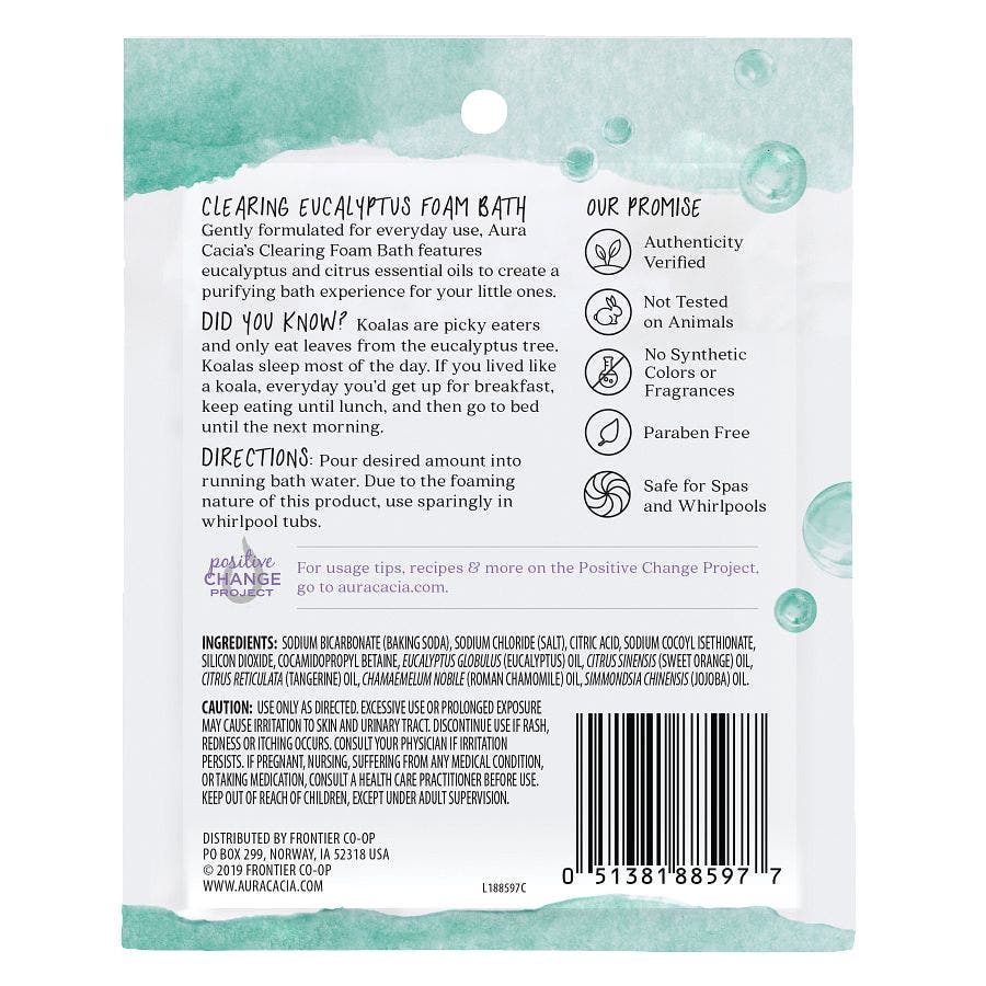 Aura Cacia Clearing Eucalyptus Kids Foam Bath 2.5 oz.