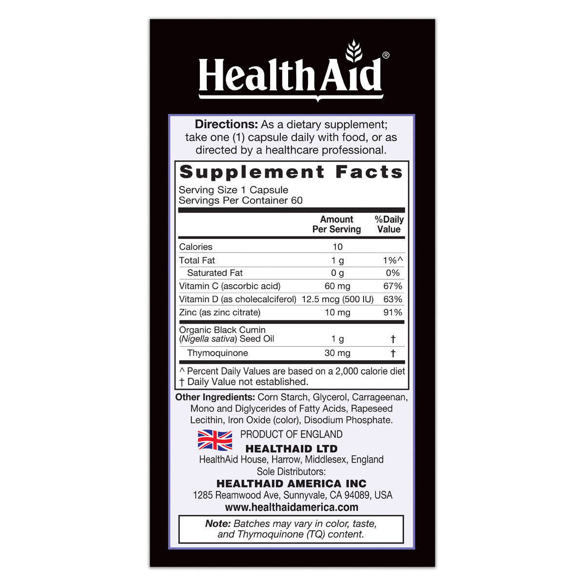 Black Seed Oil (Cold Pressed) 1000mg 60 Count