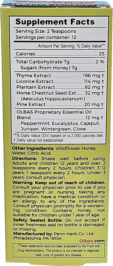 Olbas Cough Syrup 4oz.