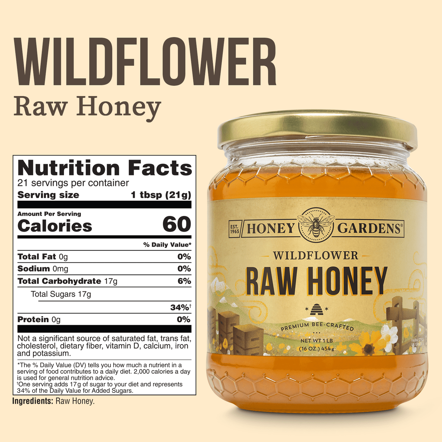 Wild Flower Raw Honey 16oz.