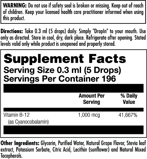 Vitamin B12 1000mcg. DropIns 2oz.