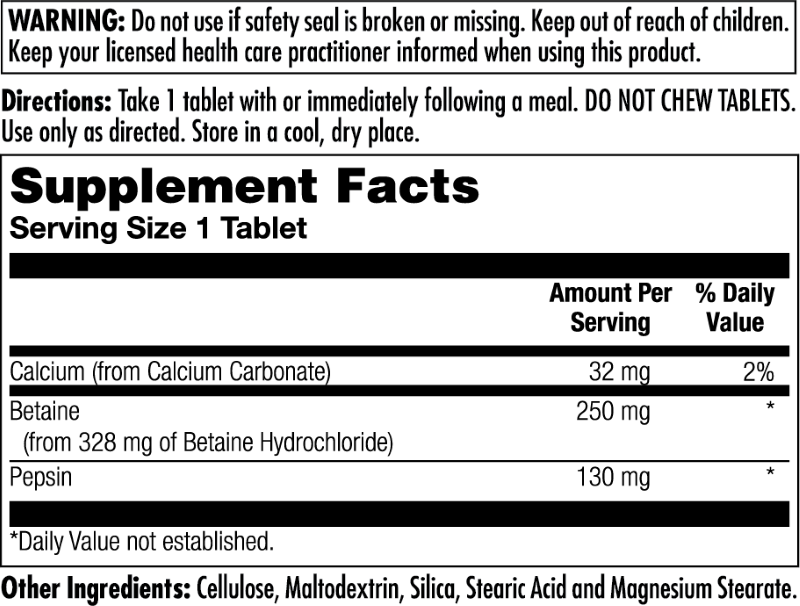 Betaine HCl 250 count