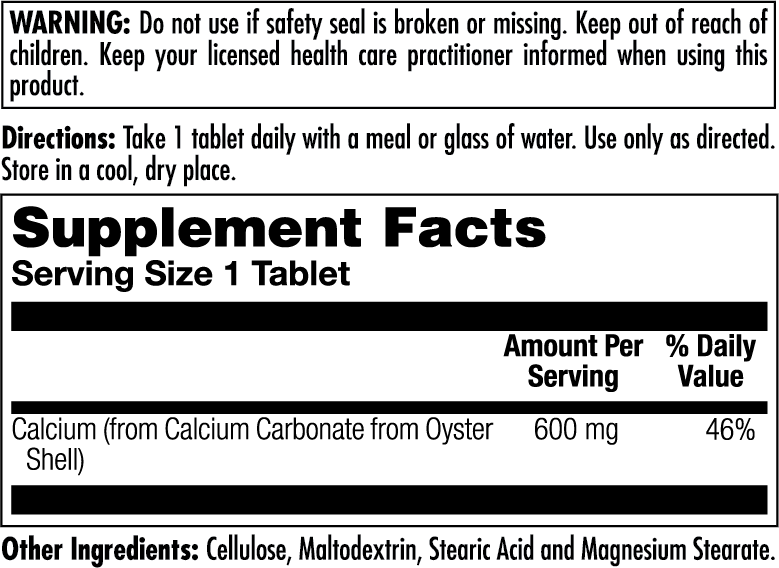 Calcium Oyster Shell 100 Count