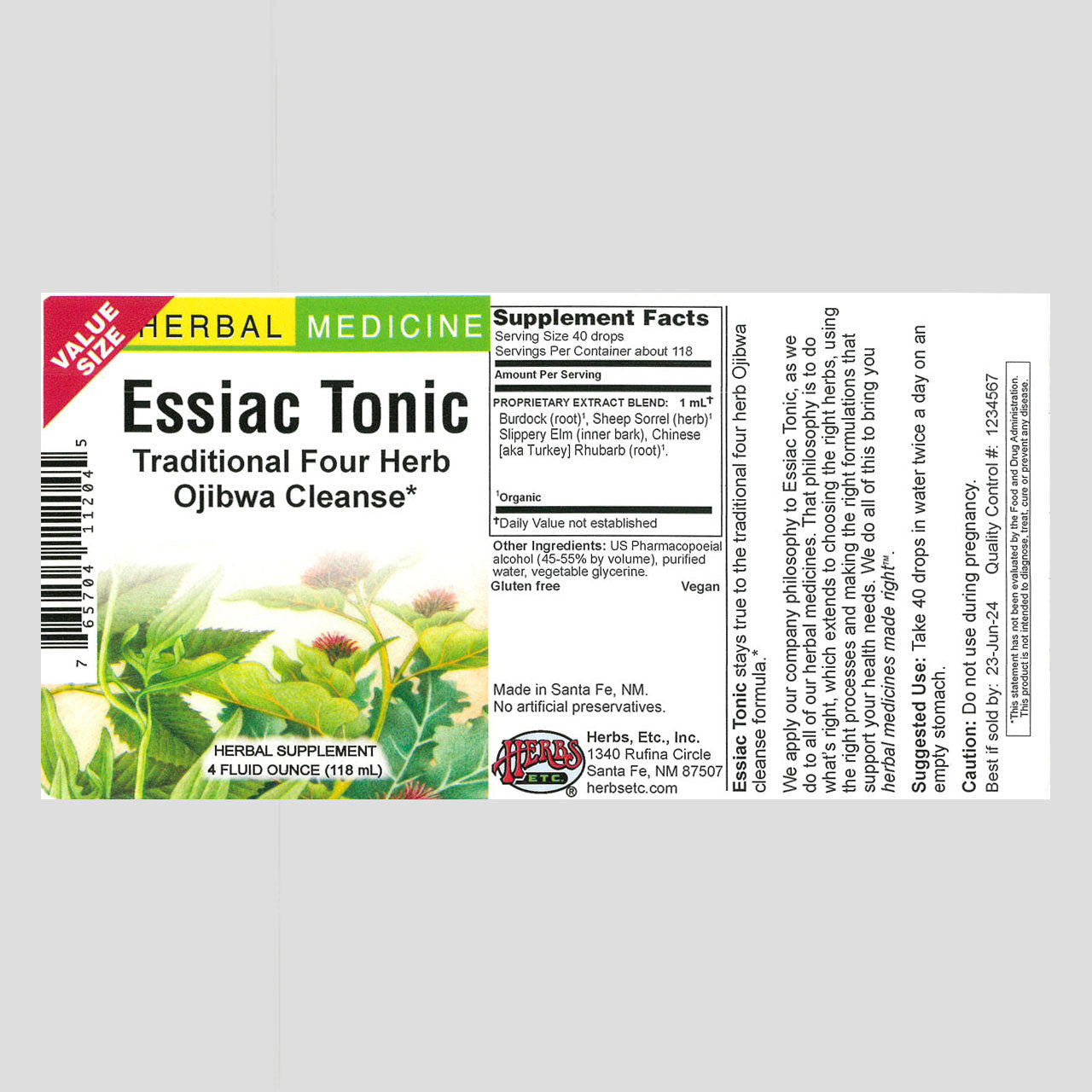 Essiac Tonic 4oz.