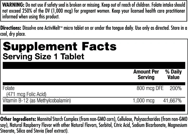 Folic Acid + B12 Activmelt 60 Count