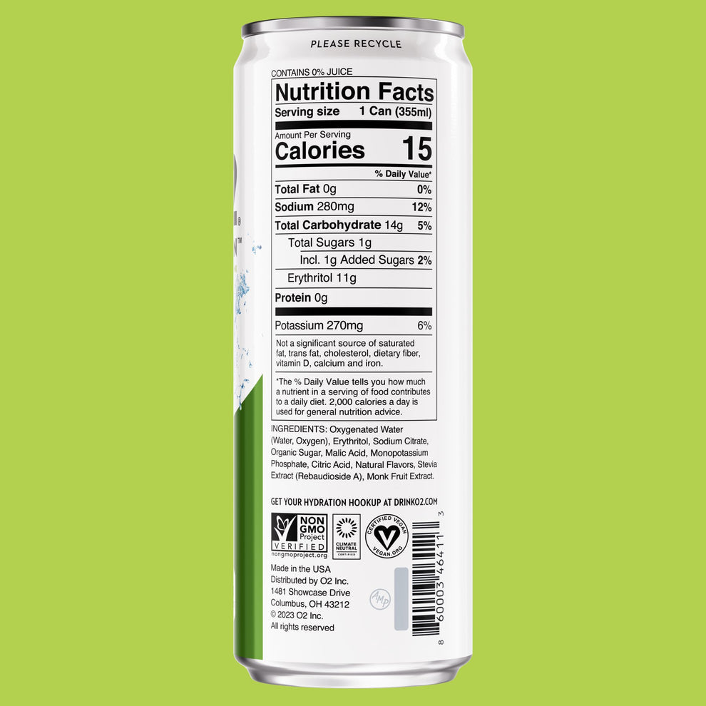 O2 Hydration Lemon Lime 12oz. 1 Count
