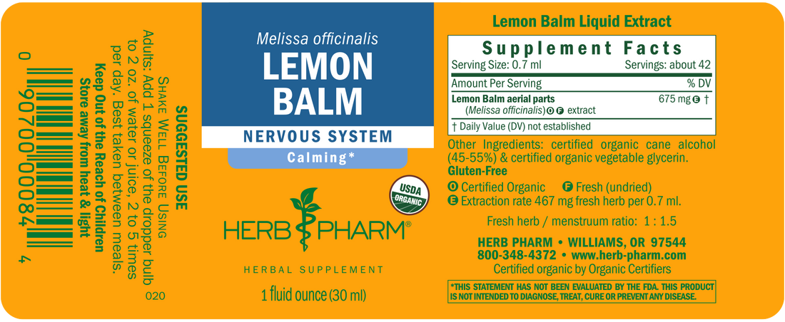 Lemon Balm Extract Tincture 1oz.