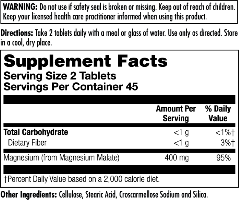 Magnesium Malate 400 mg 90 Count