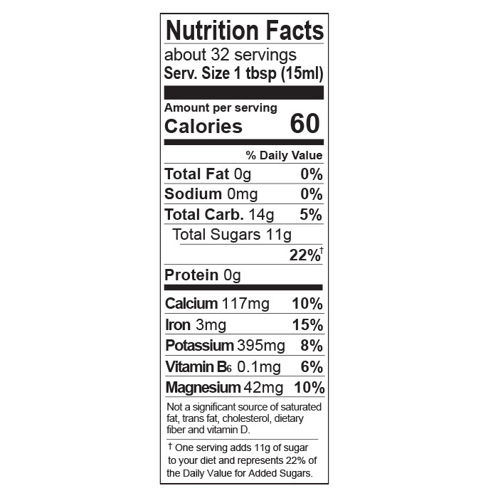 Organic Fair Trade Blackstrap Molasses 16oz.