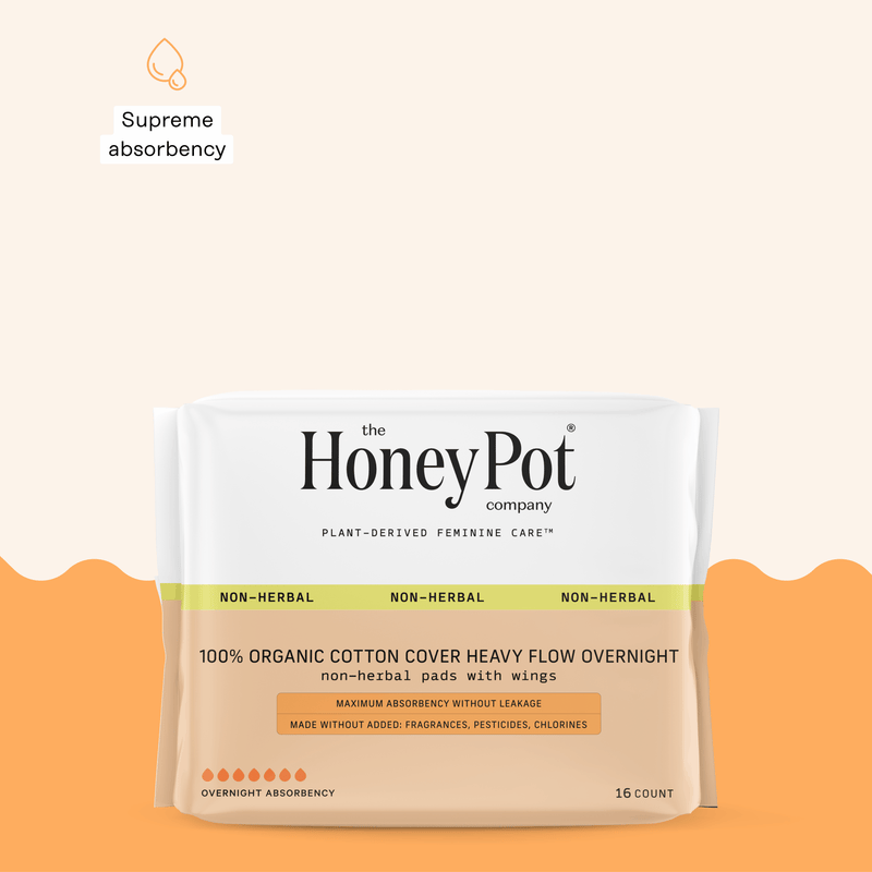 Organic Cotton Cover Heavy Flow Overnight Pads 16 Count