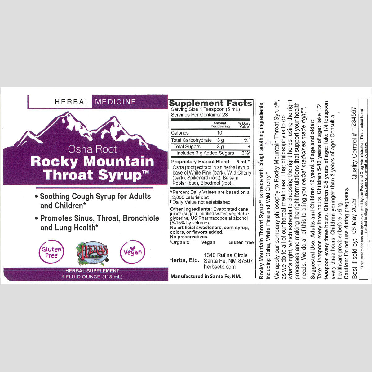Rocky Mountain Throat Syrup 4oz.