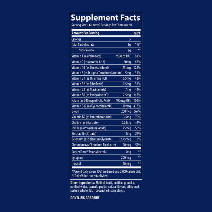Men's Multivitamin Gummies Sugar Free Plant Based  60 count