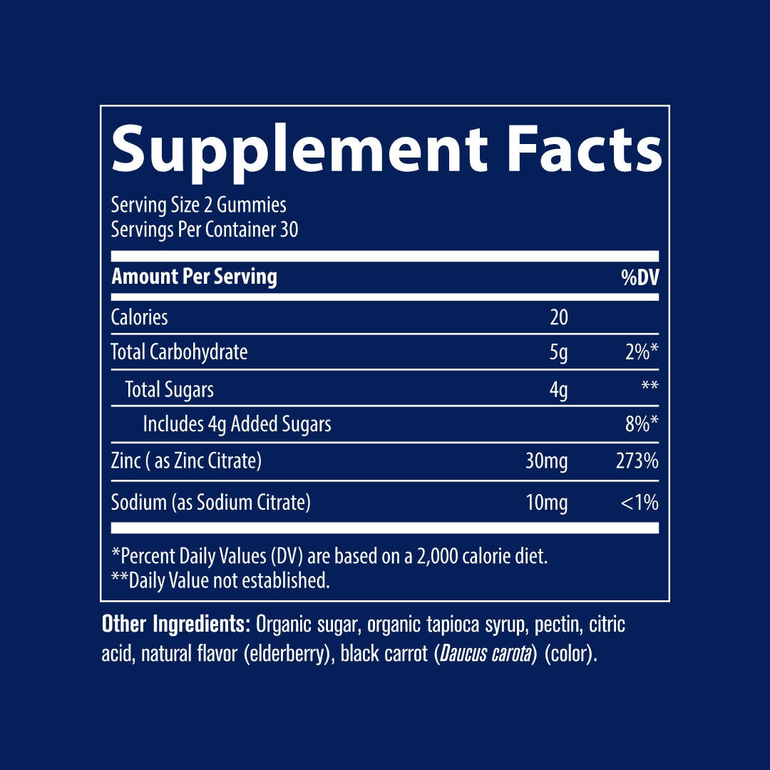 Zinc Gummies Elderberry Flavor 60cnt