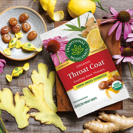 Organic Throat Coat Lemon Ginger Echinacea 16 Count