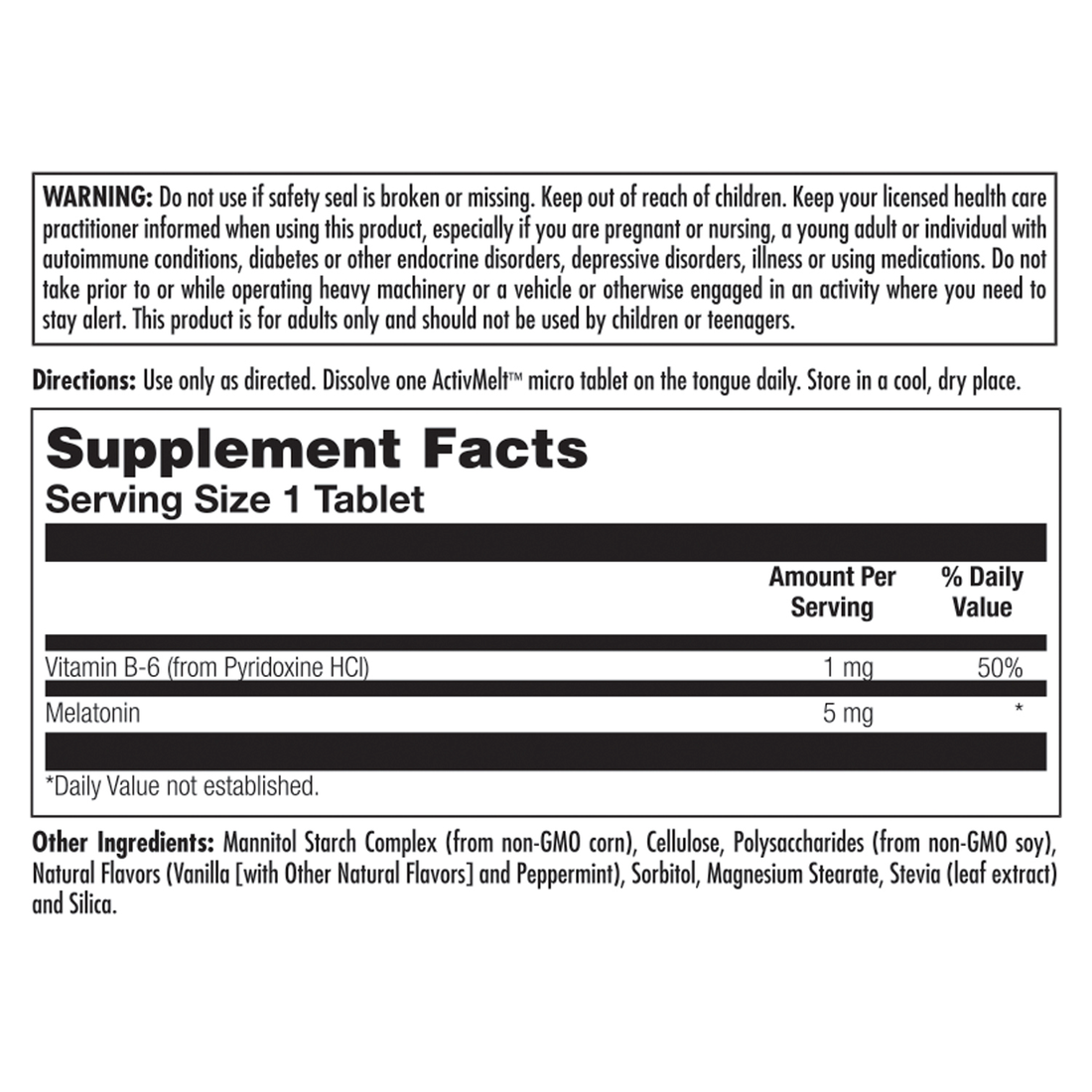 Melatonin 5mg Activmelt 90 Count Vanilla Mint
