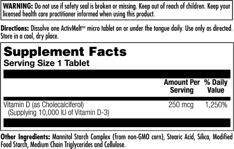 Ultra D3 250mcg Activmelt 90 Count