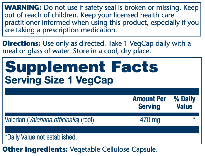 Valerian Root 470mg 100 Count
