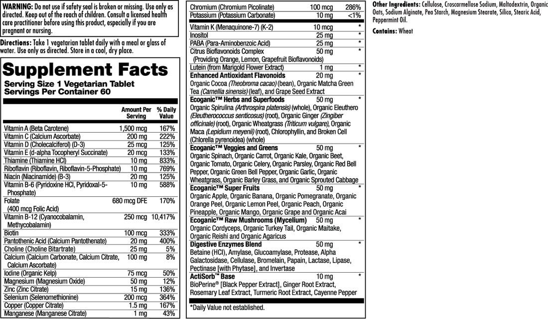 Enhanced Energy Multivitamin 3 Daily (Iron Free) 90 Count