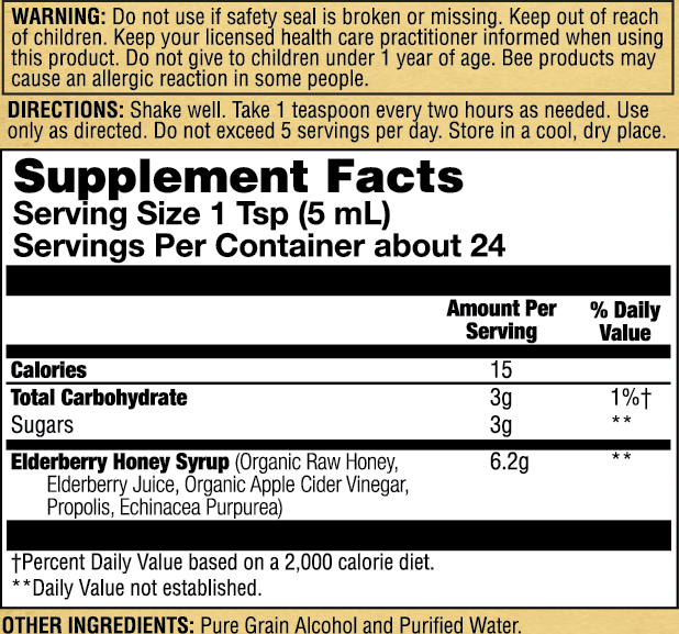 Elderberry Honey Syrup 4oz.