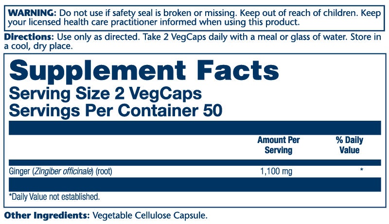 Ginger Root 1100mg 100 Count