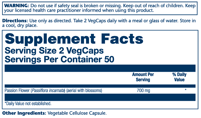 Passion Flower 330mg 100 Count