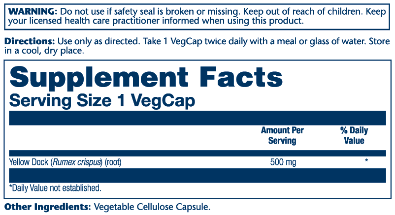 Yellow Dock 500mg 100 Count