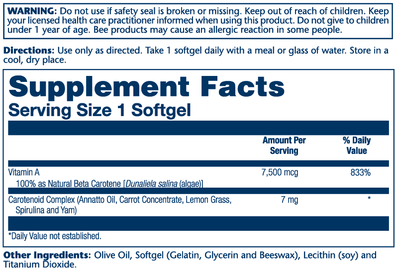 Food Carotene 7500mcg 50 Count