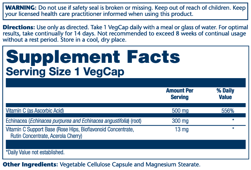 Vitamin C W/Echinacea 60 Count