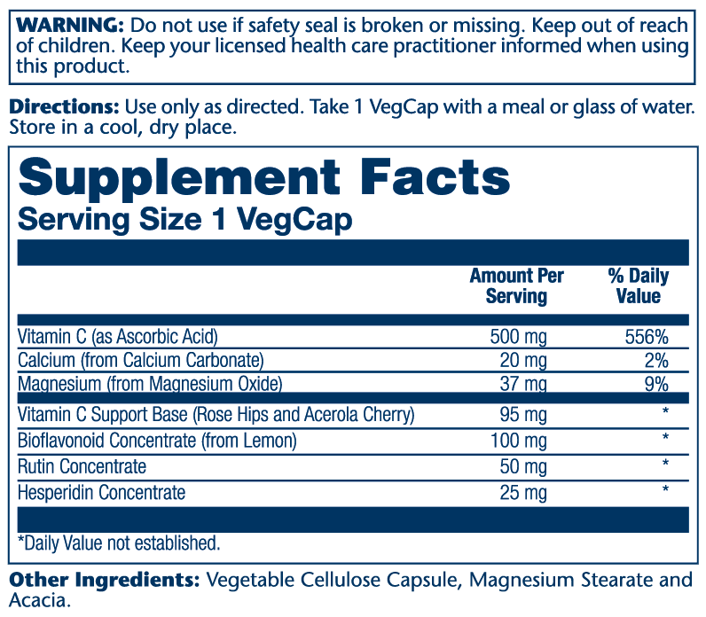 Buffered Vitamin C 500mg W/Bioflavonoid Concentrate 250 Count
