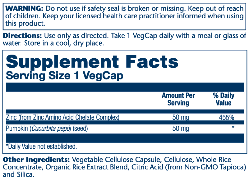 Zinc 50mg 100 Count