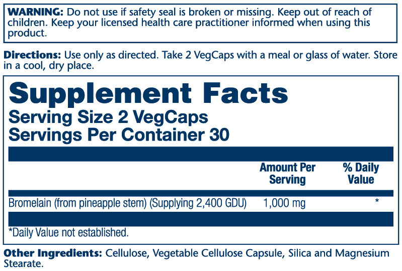 Bromelain 1000mg 60 Count