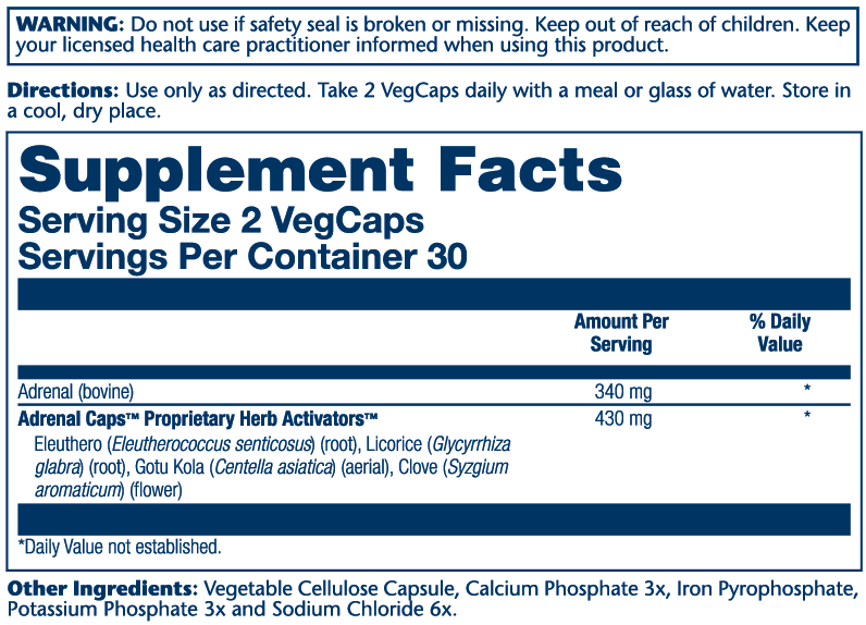 Adrenal Caps W/Herb Activators 60 Count