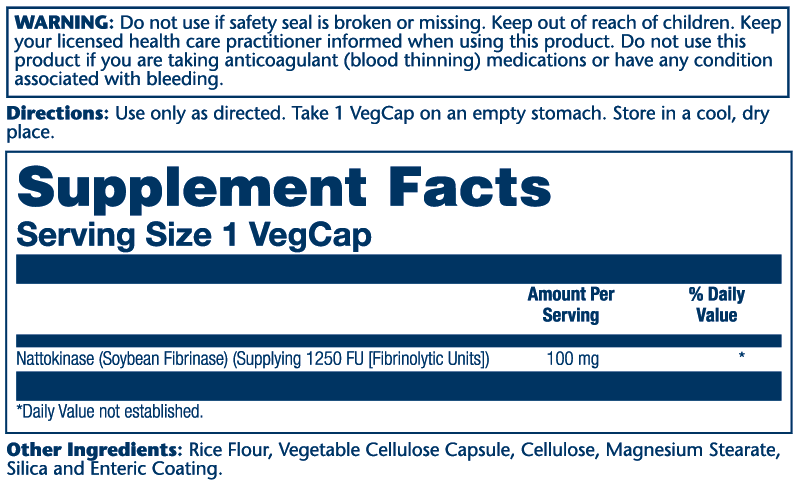 Nattokinase (Enteric Coated)100mg 30 Count