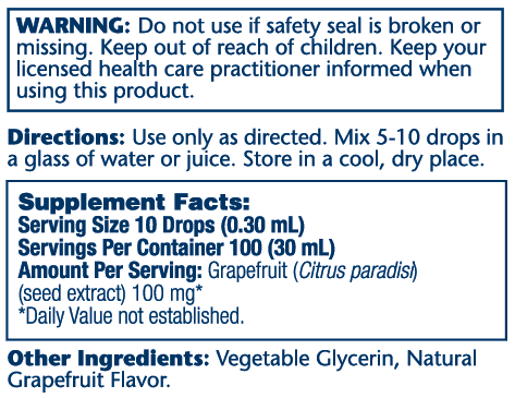Grapefruit Seed Extract 100mg 1oz.