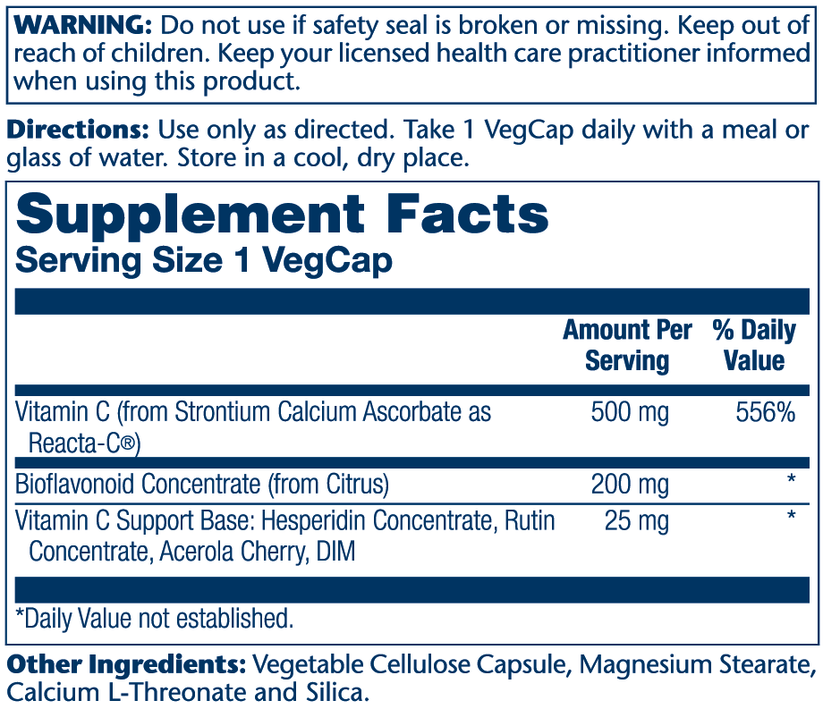 Reacta-C 500mg W/Bioflavonoids 120 Count