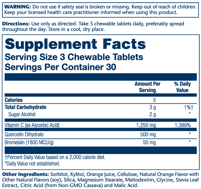 Quercetin & Bromelain W/Vitamin C Chewable 90 Count