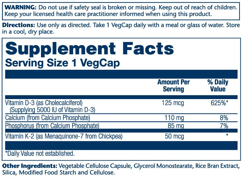 Vitamin D3+K2 60 Count