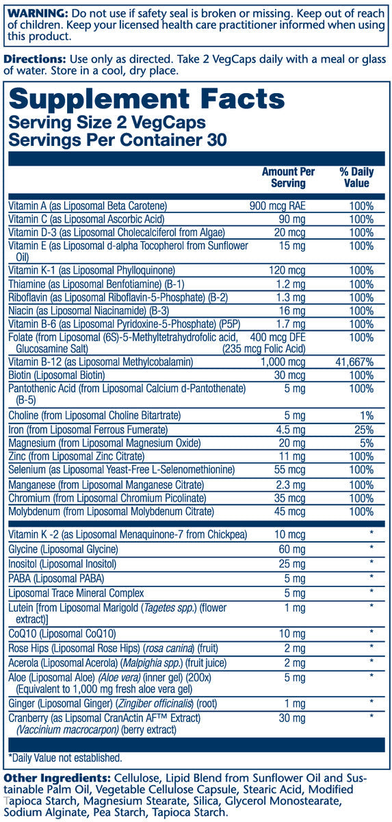 Liposomal Multivitamin Womens 50+ 60 Count